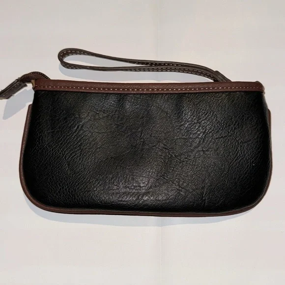 BOC Born Black/Brown Faux Leather‎ Wristlet Wallet w Zip Closure Card Slots - Picture 3 of 7
